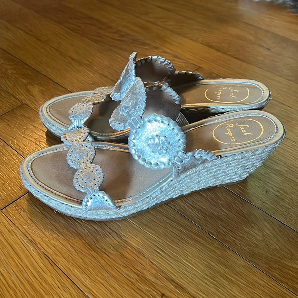 Jack Rogers Platinum Shelby Espadrille Wedge Size 9 - Like New